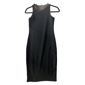 Fashion Nova Adaline Midi Dress Womens Small Black Ribbed Bodycon NWT